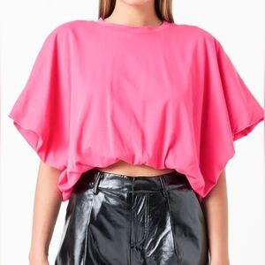 GREY LAB High-Low Cropped T-Shirt Pink - XS - New